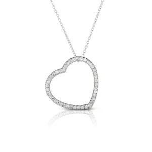 0.50Ct Diamond Heart Pendant, 18" Gold Chain in 14K Gold