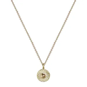 10K Gold Flower Pendant with Brown Diamond