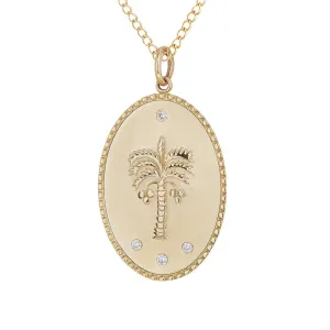 10K Gold Large "Date Palm" Necklace with Diamond Detail