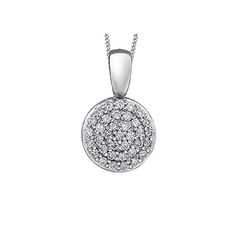 10K White Gold 0.15TDW Diamond Round Pave Disc Pendant