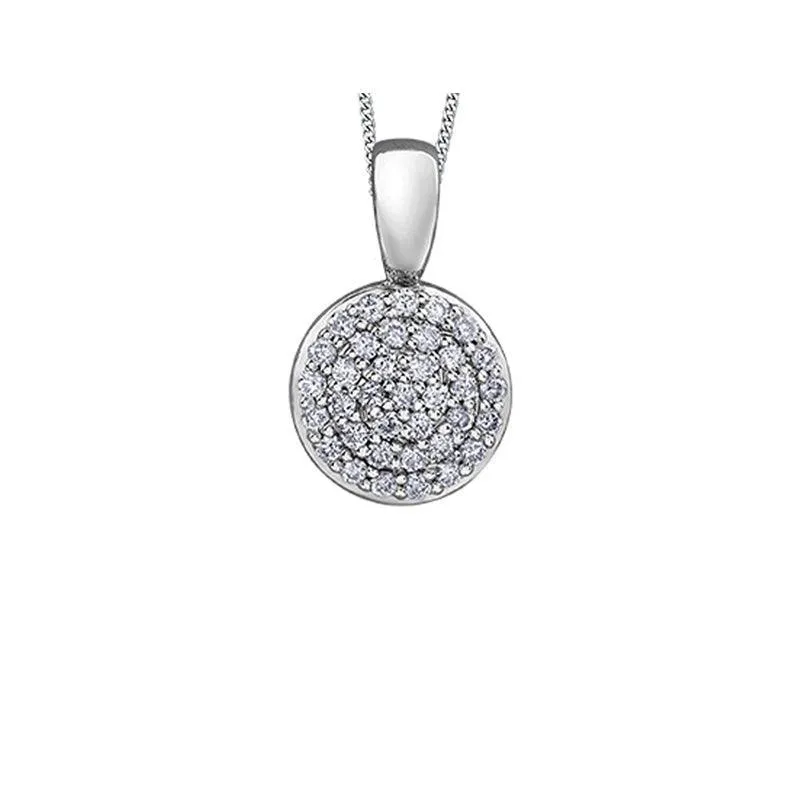 10K White Gold 0.15TDW Diamond Round Pave Disc Pendant