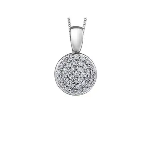 10K White Gold 0.15TDW Diamond Round Pave Disc Pendant