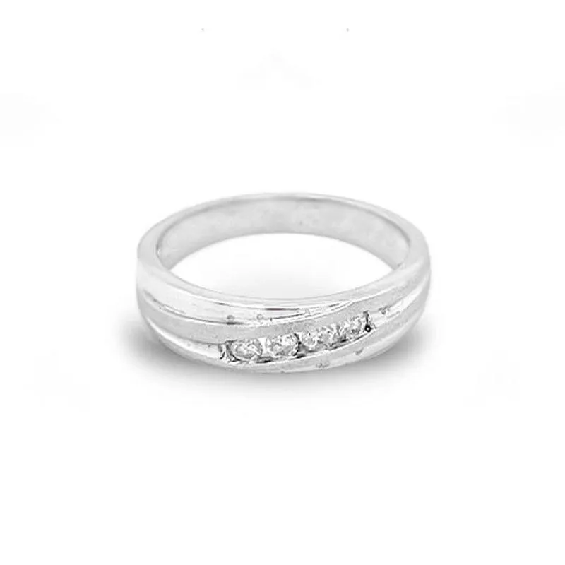 10k White Gold Ladies Round Diamond Wedding Band With 0.15TDW