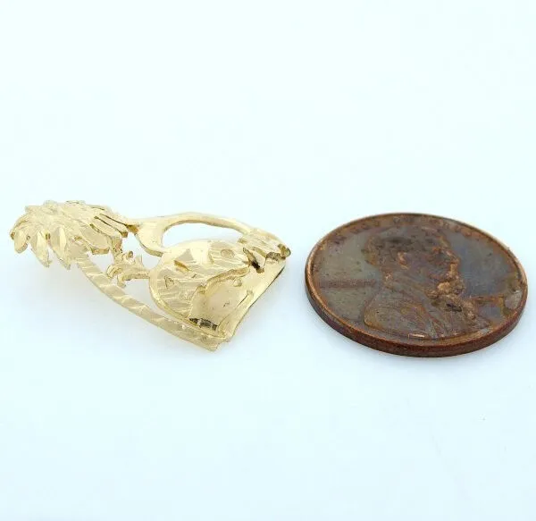 14k Gold Diamond Cut Palm Tree Whale Aloha Pendant