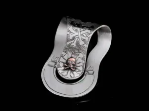 14K Gold Skull Money Clip, Two Ways