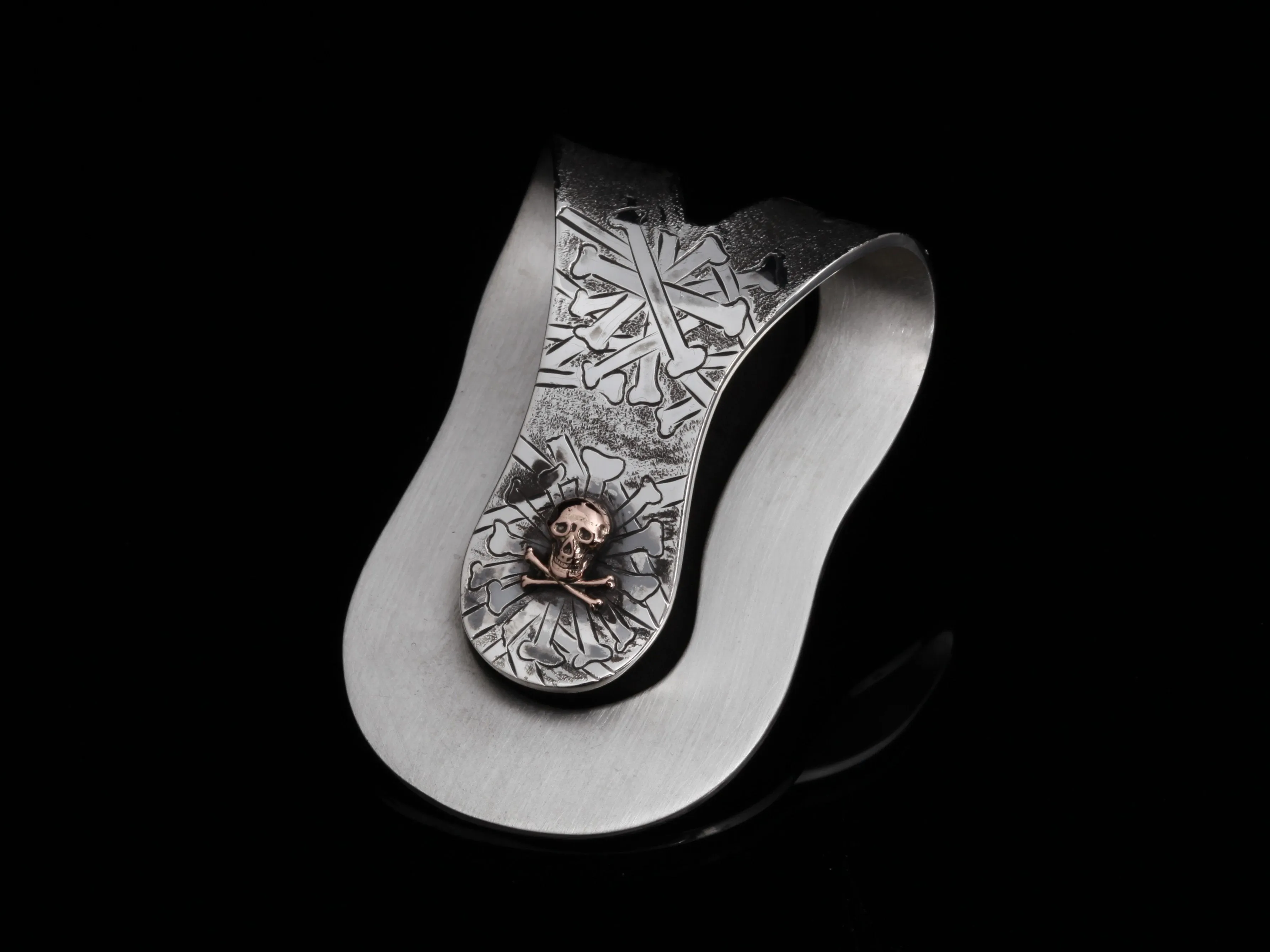 14K Gold Skull Money Clip, Two Ways