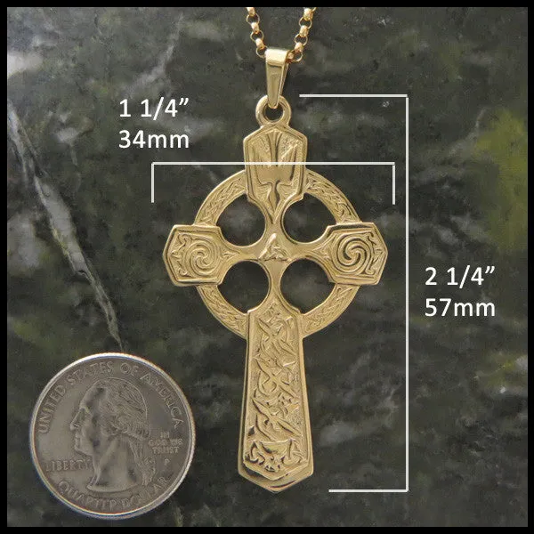 14K Gold Trinity Celtic Cross Pendant
