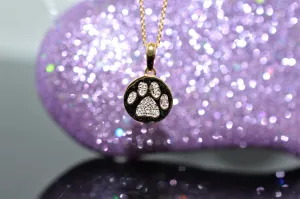 14K Yellow Gold Diamond Paw Print Pendant on an 18" Chain