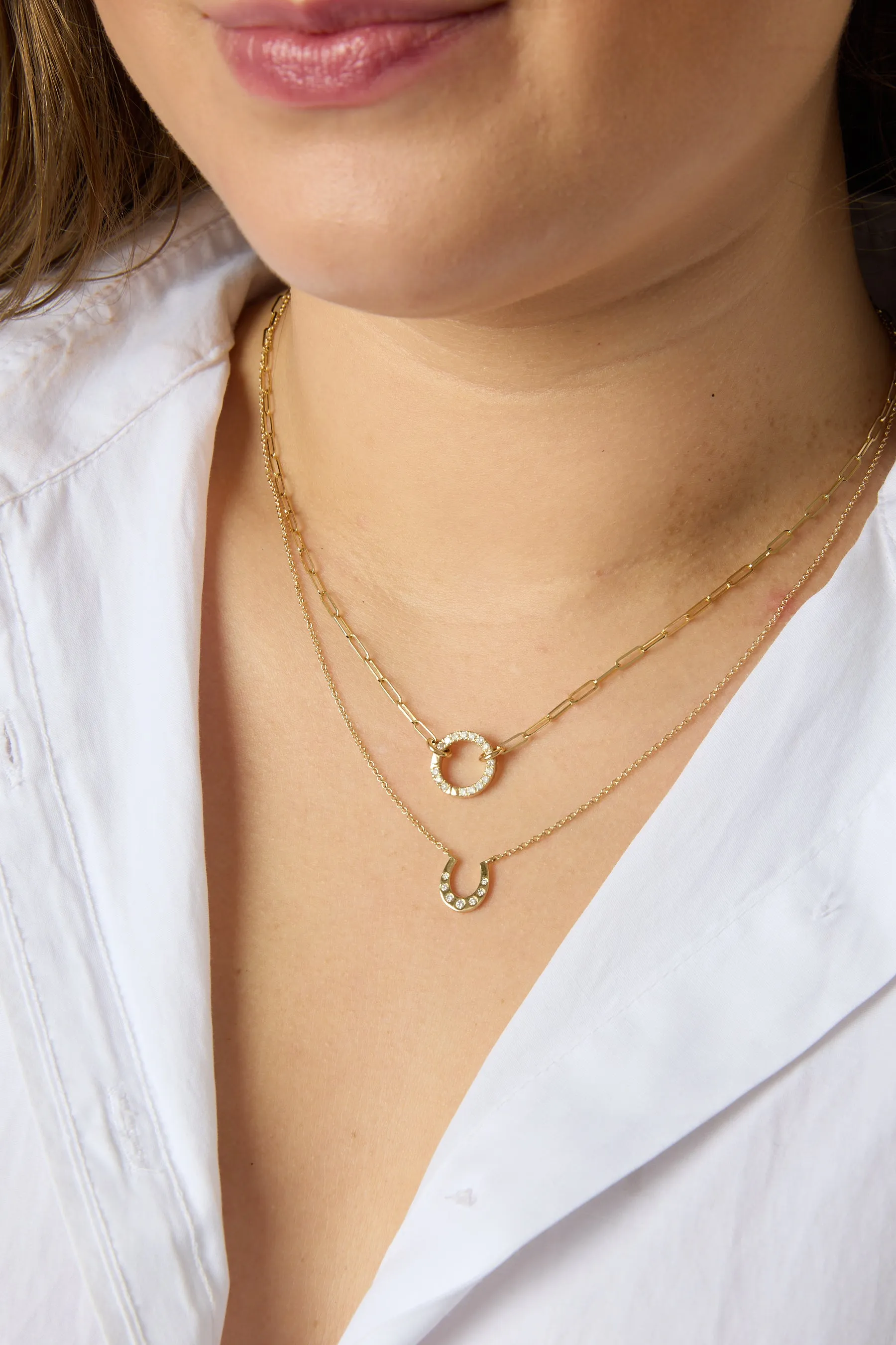 14KY Diamond Horseshoe Necklace