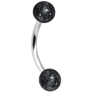 16 Gauge 5/16 Black Acrylic Glitter Eyebrow Ring