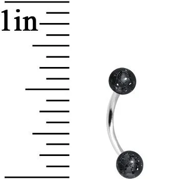 16 Gauge 5/16 Black Acrylic Glitter Eyebrow Ring