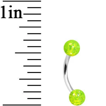 16 Gauge 5/16 Green Acrylic Glitter Eyebrow Ring