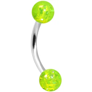 16 Gauge 5/16 Green Acrylic Glitter Eyebrow Ring