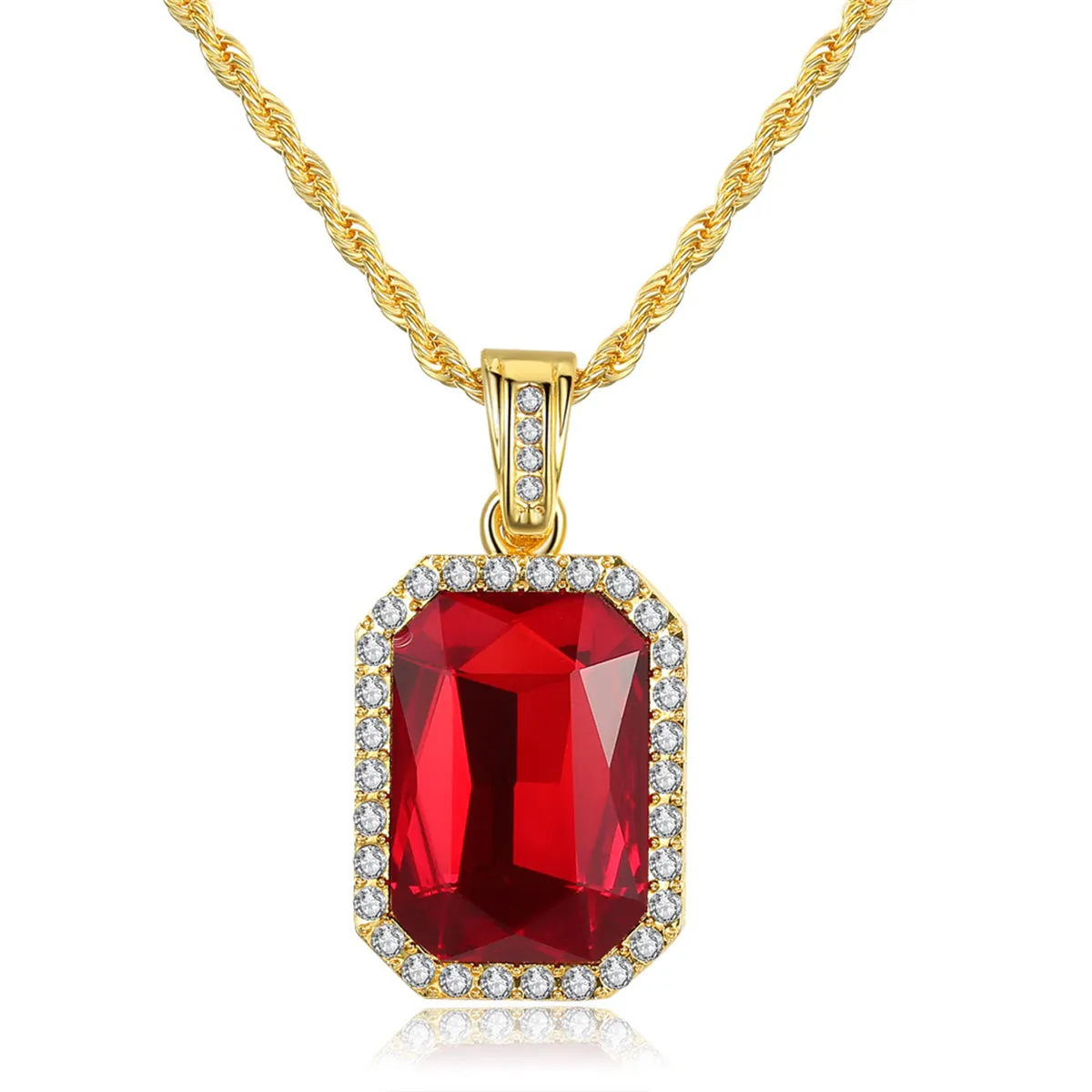 18K Gold-Plated & Red Crystal Pendant Necklace