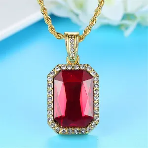 18K Gold-Plated & Red Crystal Pendant Necklace