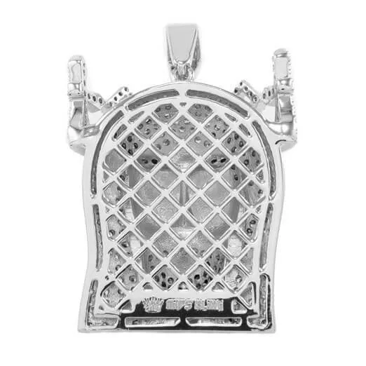18K White Gold Crowned Jesus Piece with Rope Chain