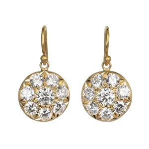 20K & ~3ct Pave Diamond "Lentil" Earrings