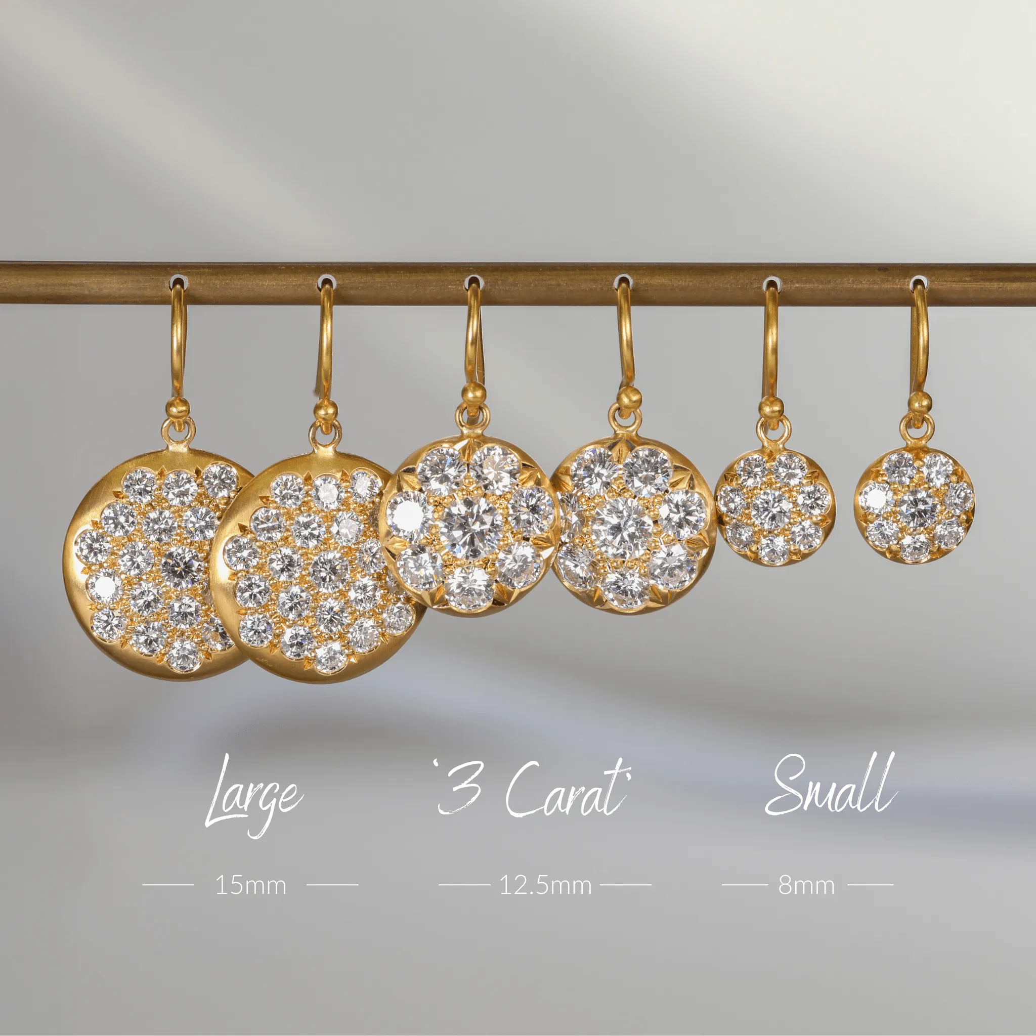 20K Gold Pave Diamond Large "Lentil" Earrings