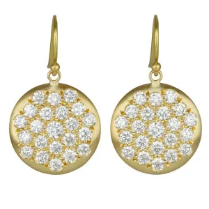 20K Gold Pave Diamond Large "Lentil" Earrings