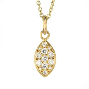 20K Gold "Lemon Lentil" Pendant with Pave Diamonds