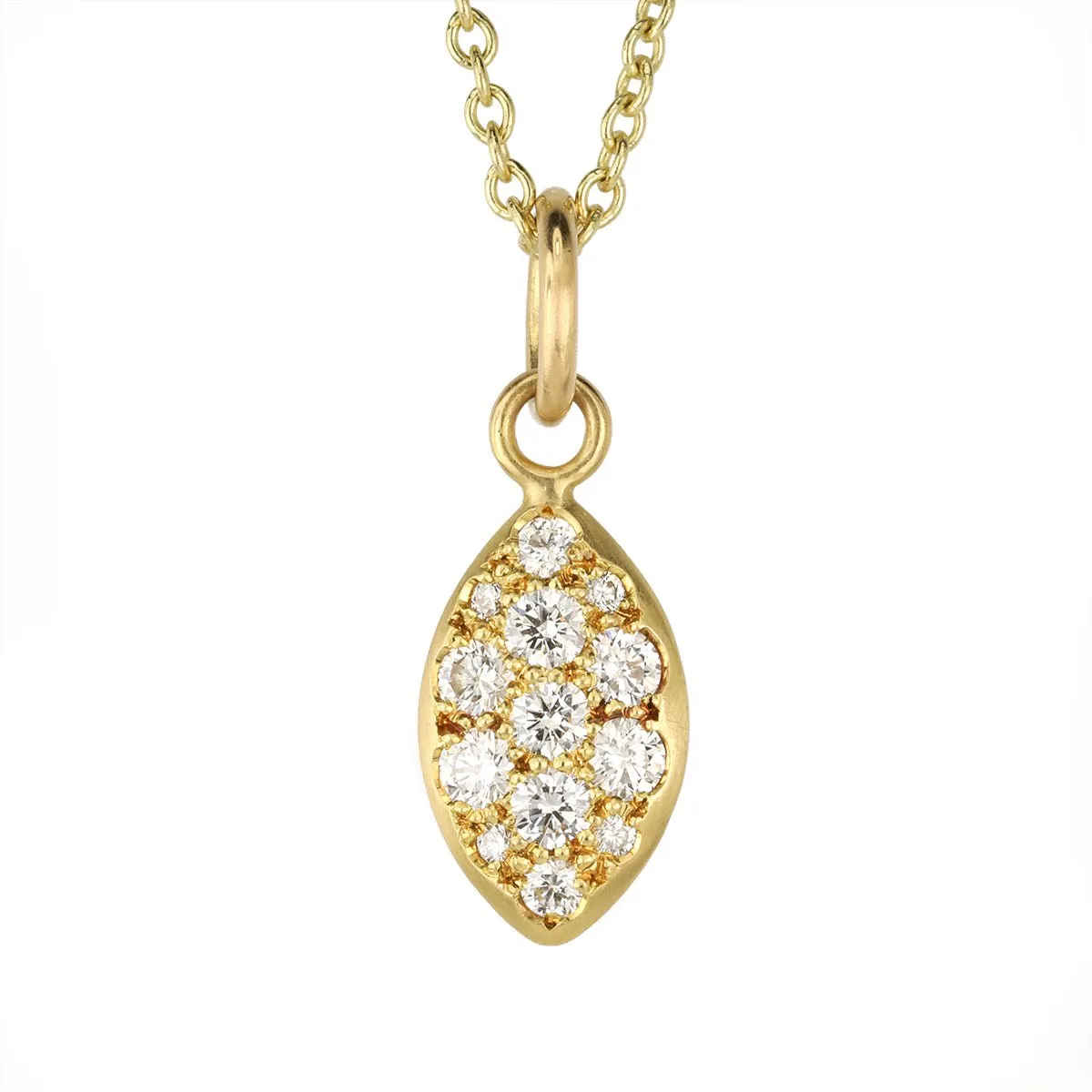 20K Gold "Lemon Lentil" Pendant with Pave Diamonds