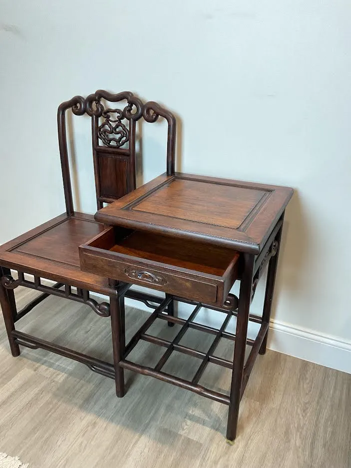 20th-century Hand Carved Chinese Rosewood Telephone Table
