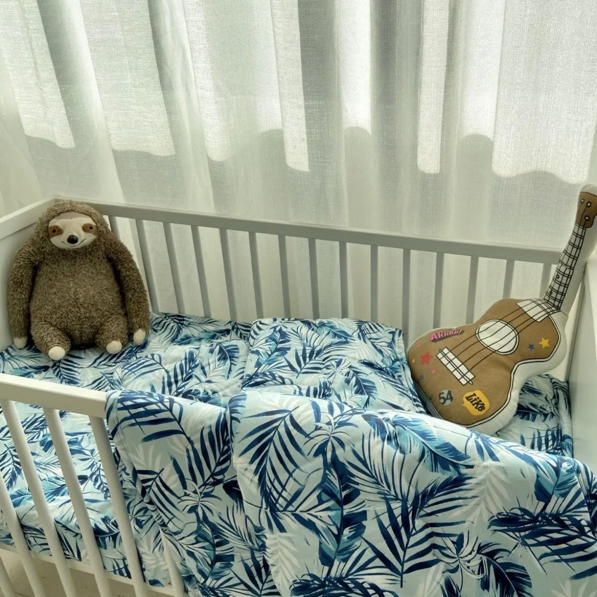 3 Piece Satin Crib Set - Tropical Palm