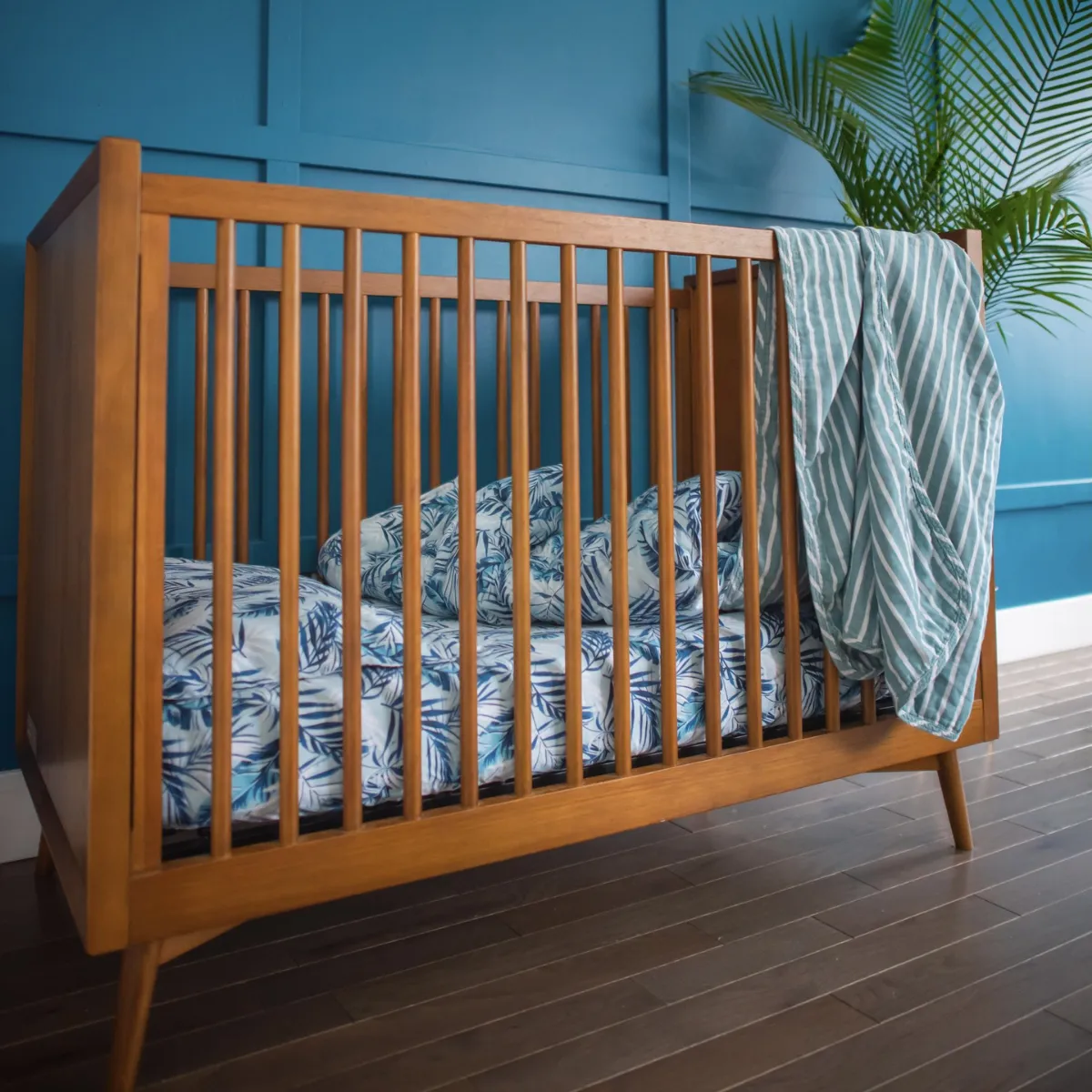 3 Piece Satin Crib Set - Tropical Palm