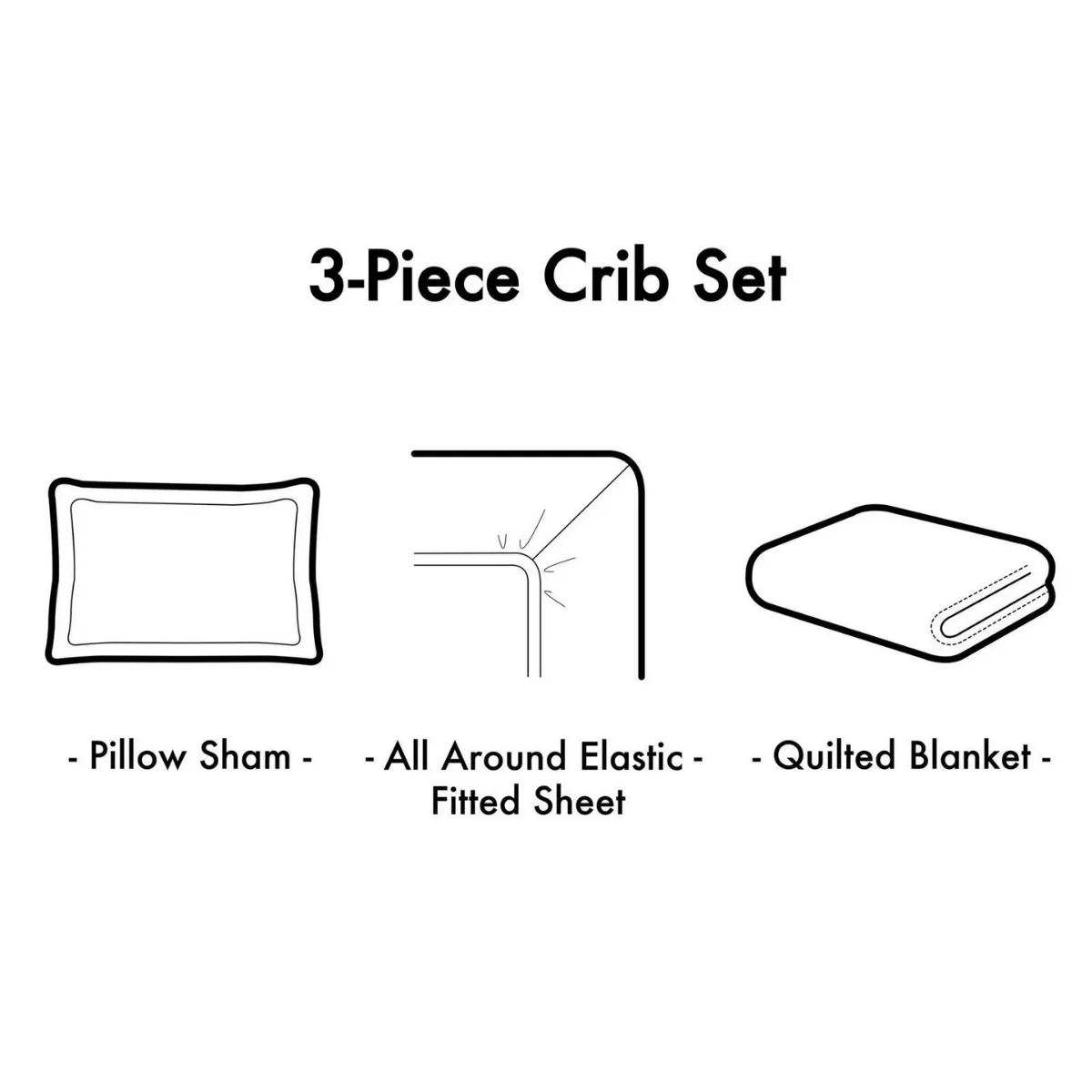 3 Piece Satin Crib Set - Tropical Palm