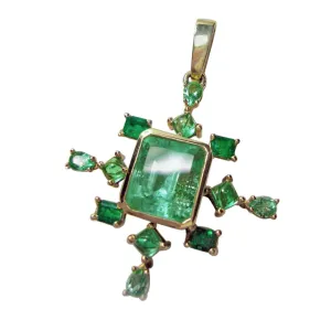 7.40 Carat Cluster Natural Colombian Emerald Pendant