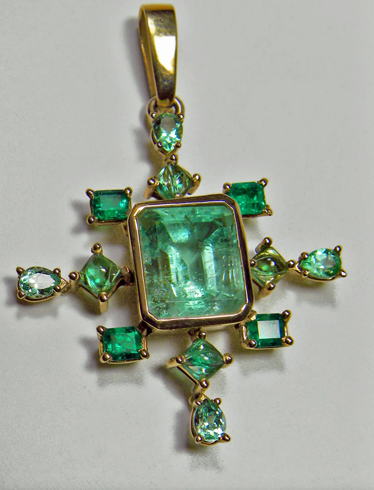 7.40 Carat Cluster Natural Colombian Emerald Pendant