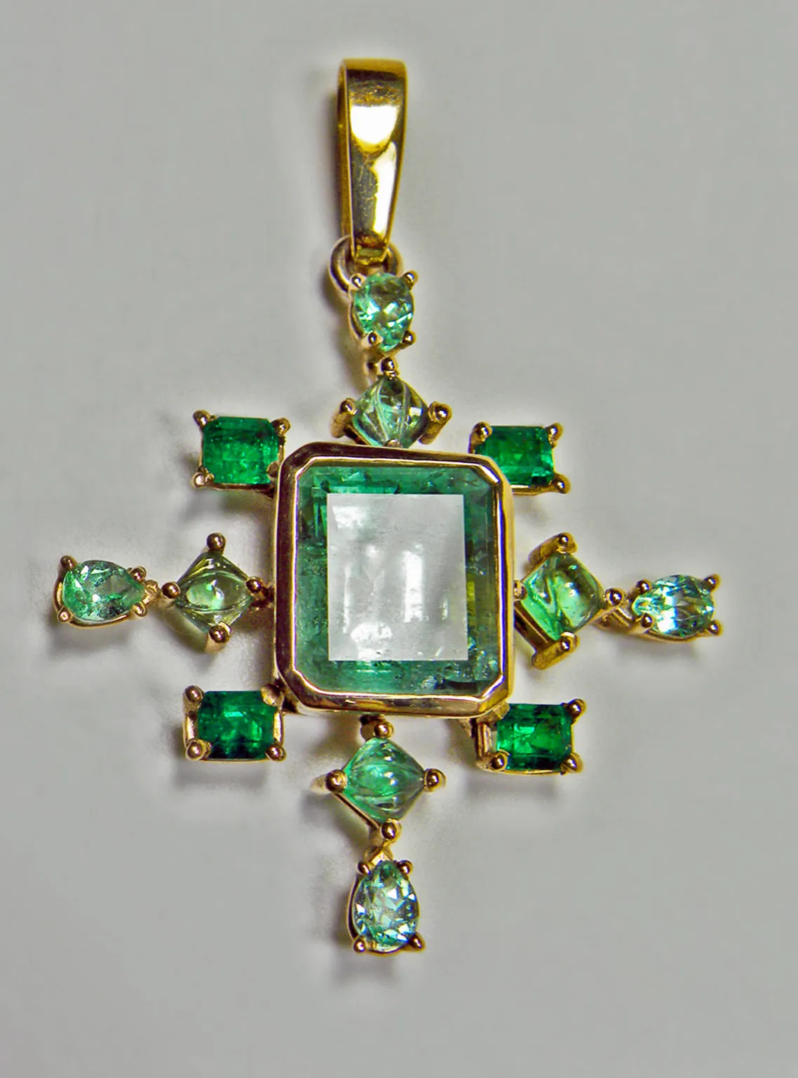 7.40 Carat Cluster Natural Colombian Emerald Pendant