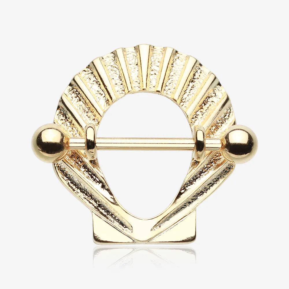 A Pair of Golden Ariel Seashell Nipple Shield Ring