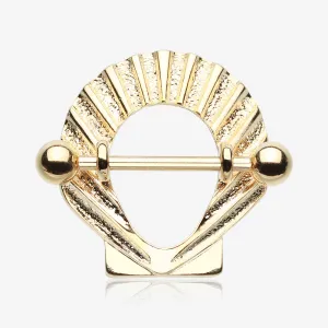 A Pair of Golden Ariel Seashell Nipple Shield Ring