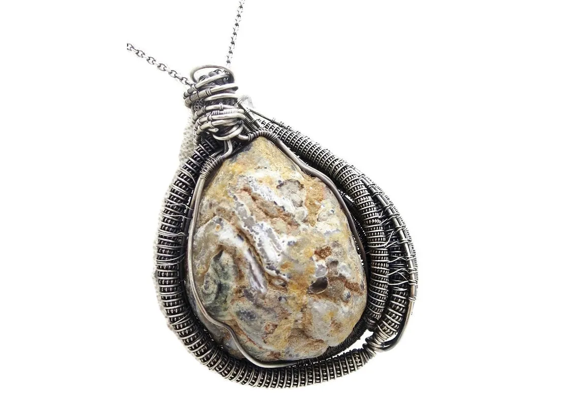Agate Double-Geode Pendant with Herkimer Diamonds in Sterling Silver