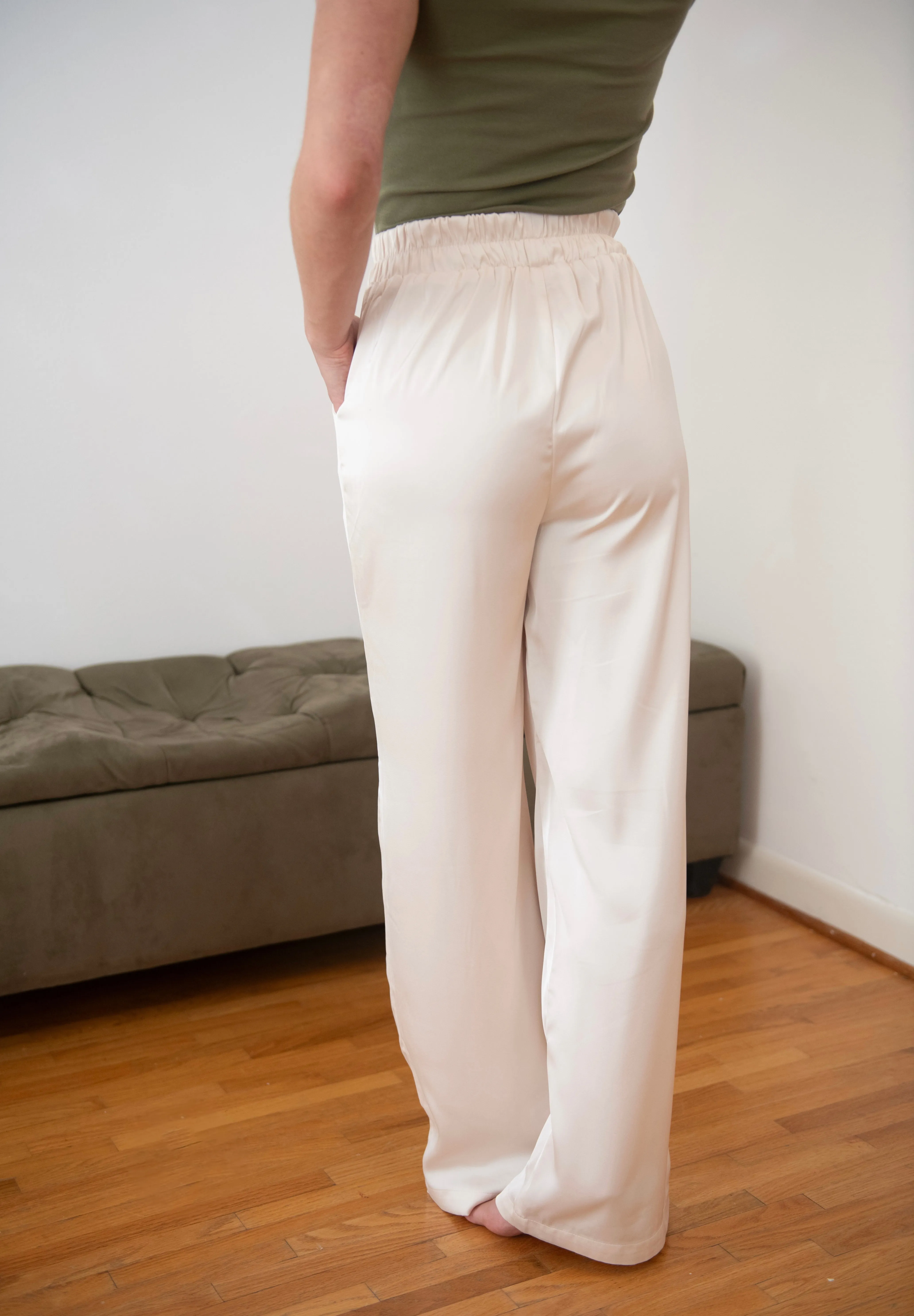 Alicia Satin Pants (Cream)