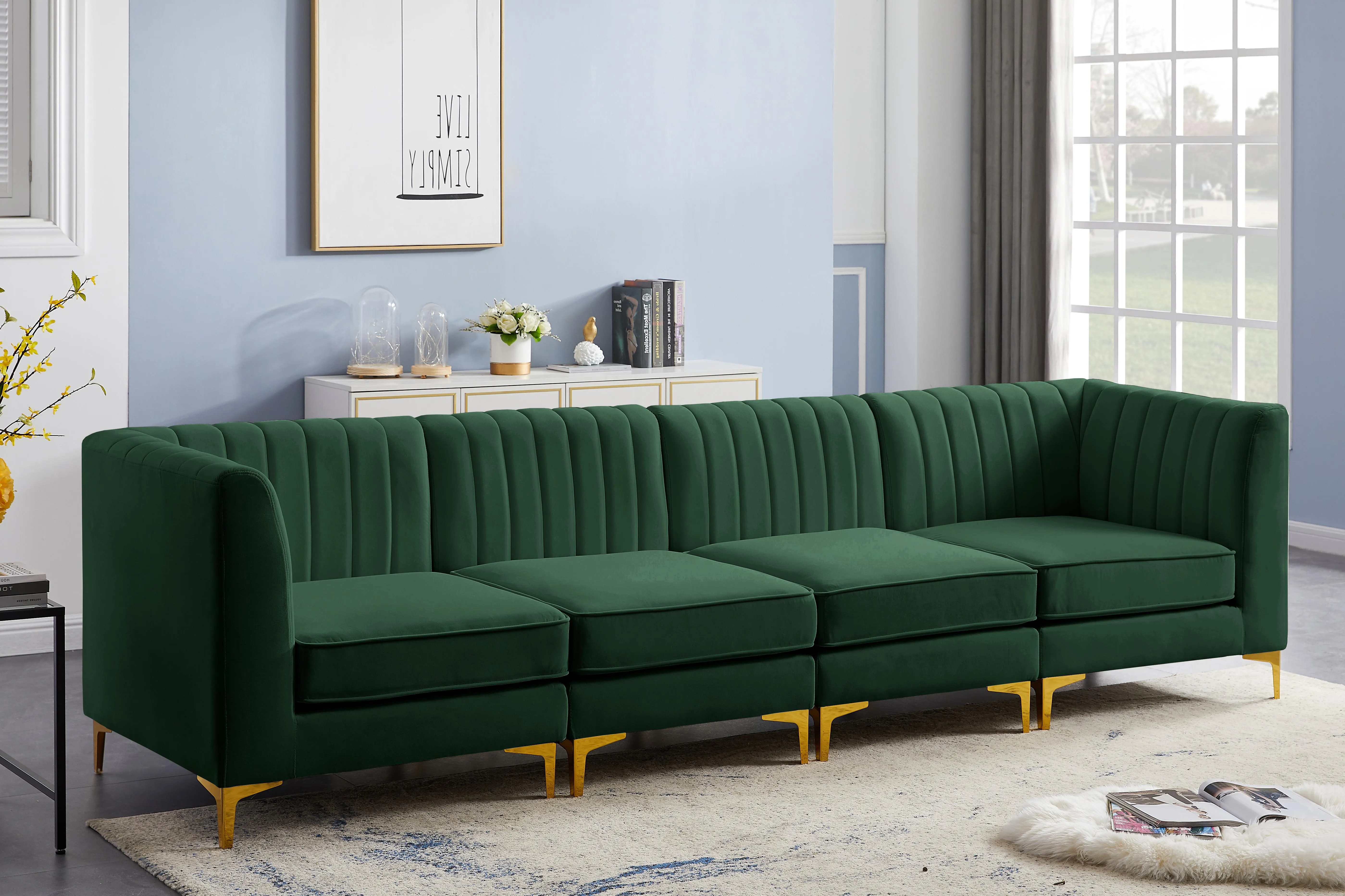 Alina Green Velvet Modular Sectional