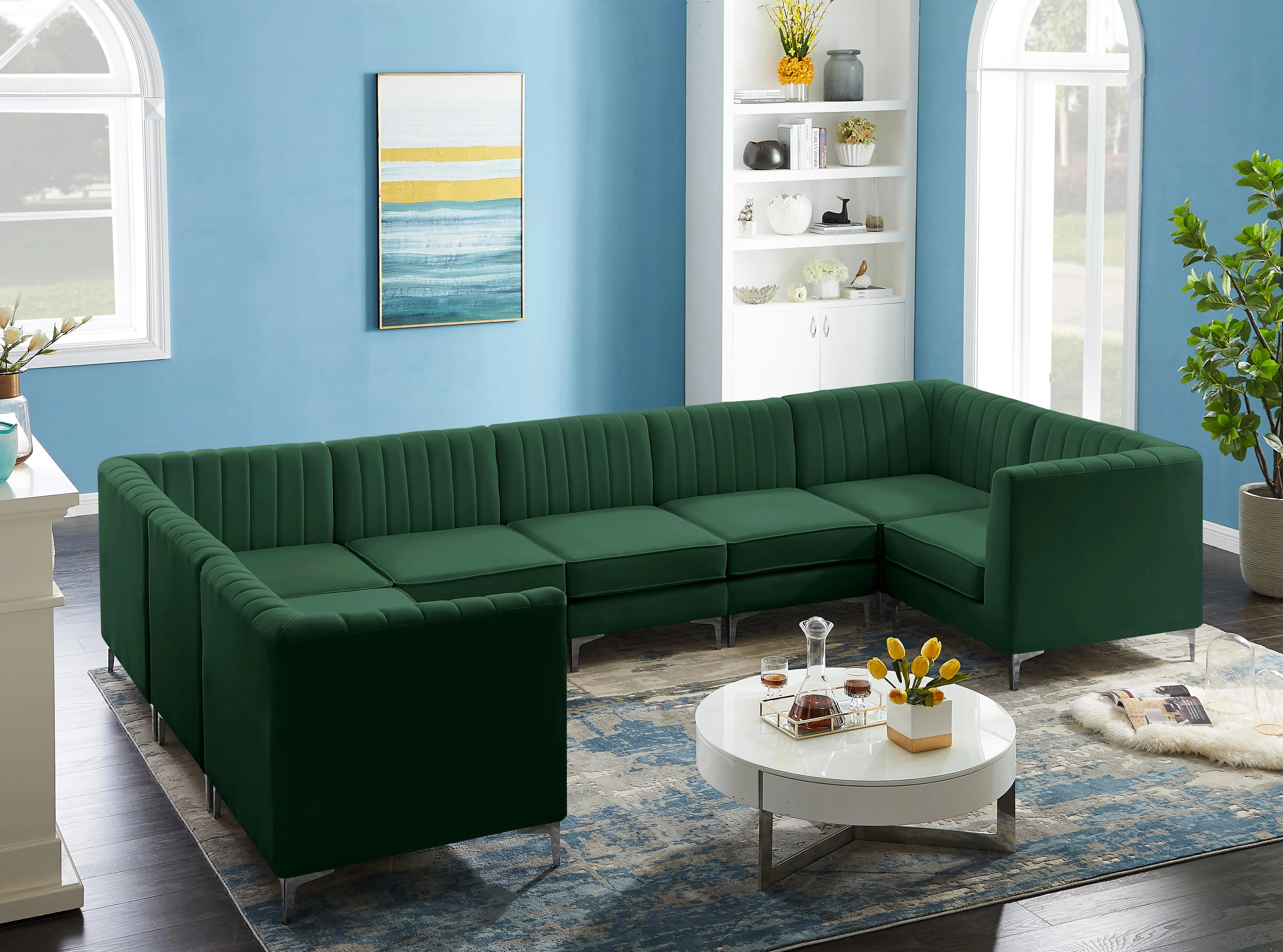 Alina Green Velvet Modular Sectional