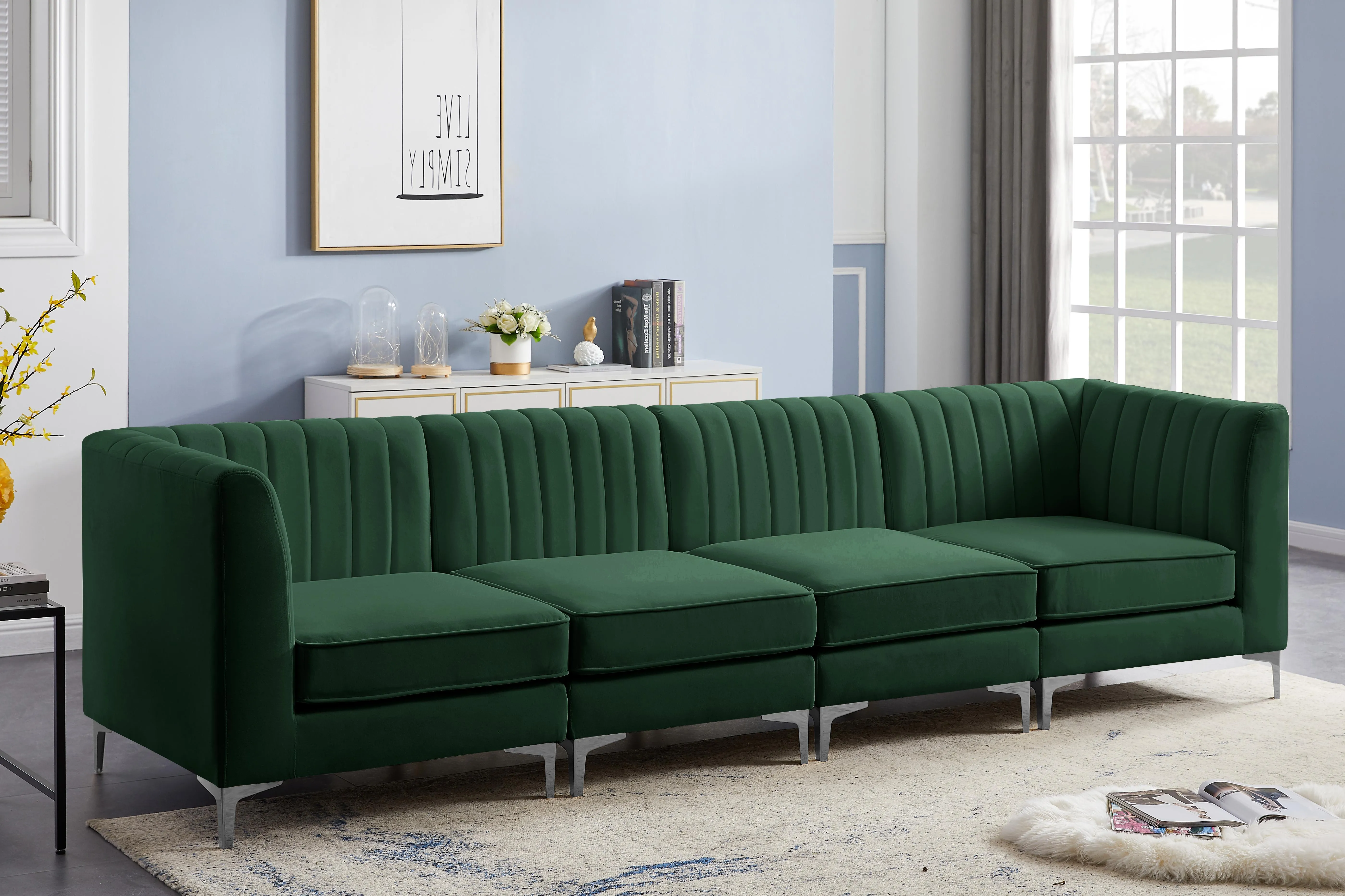 Alina Green Velvet Modular Sectional
