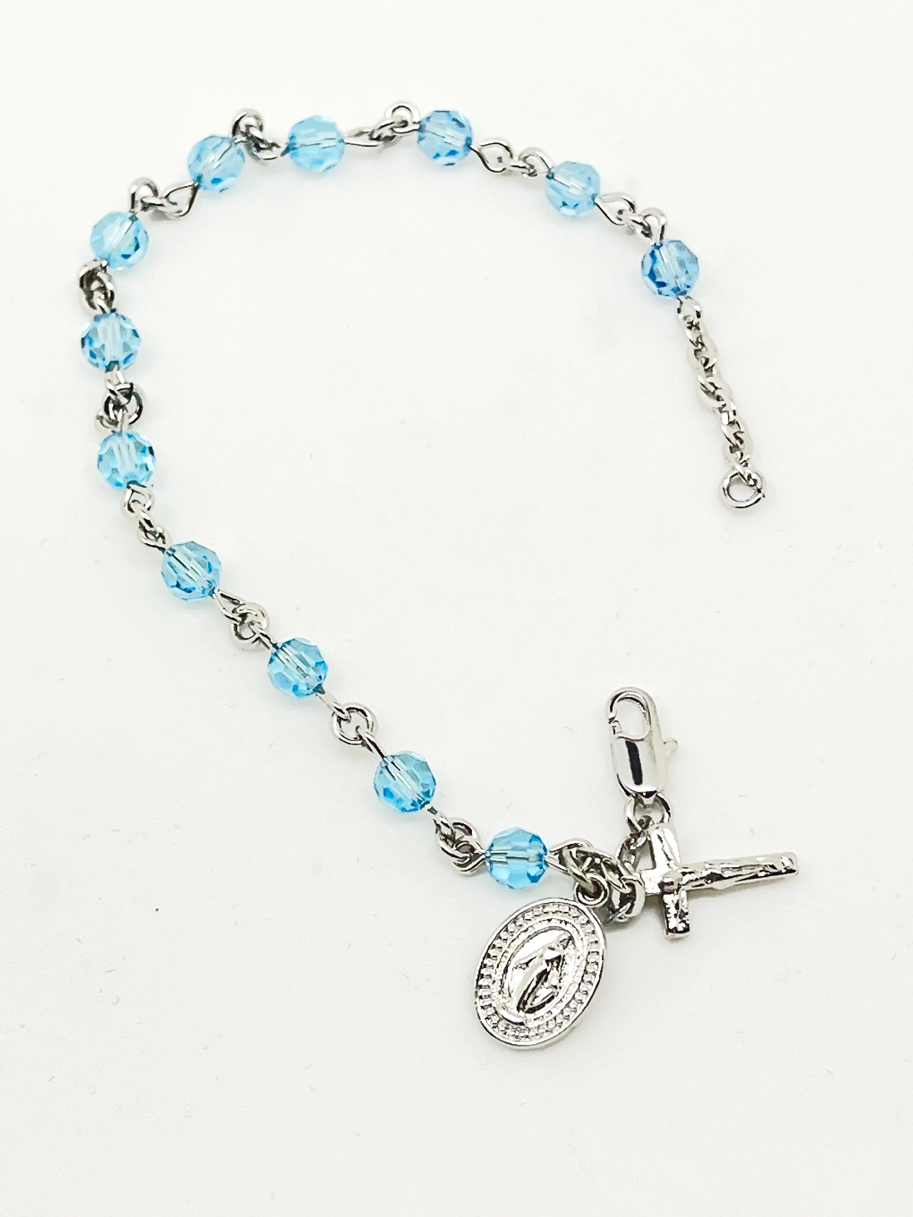 Aqua Crystal Rosary Bracelet 5MM