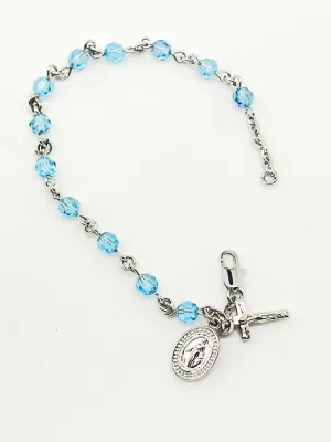 Aqua Crystal Rosary Bracelet 5MM