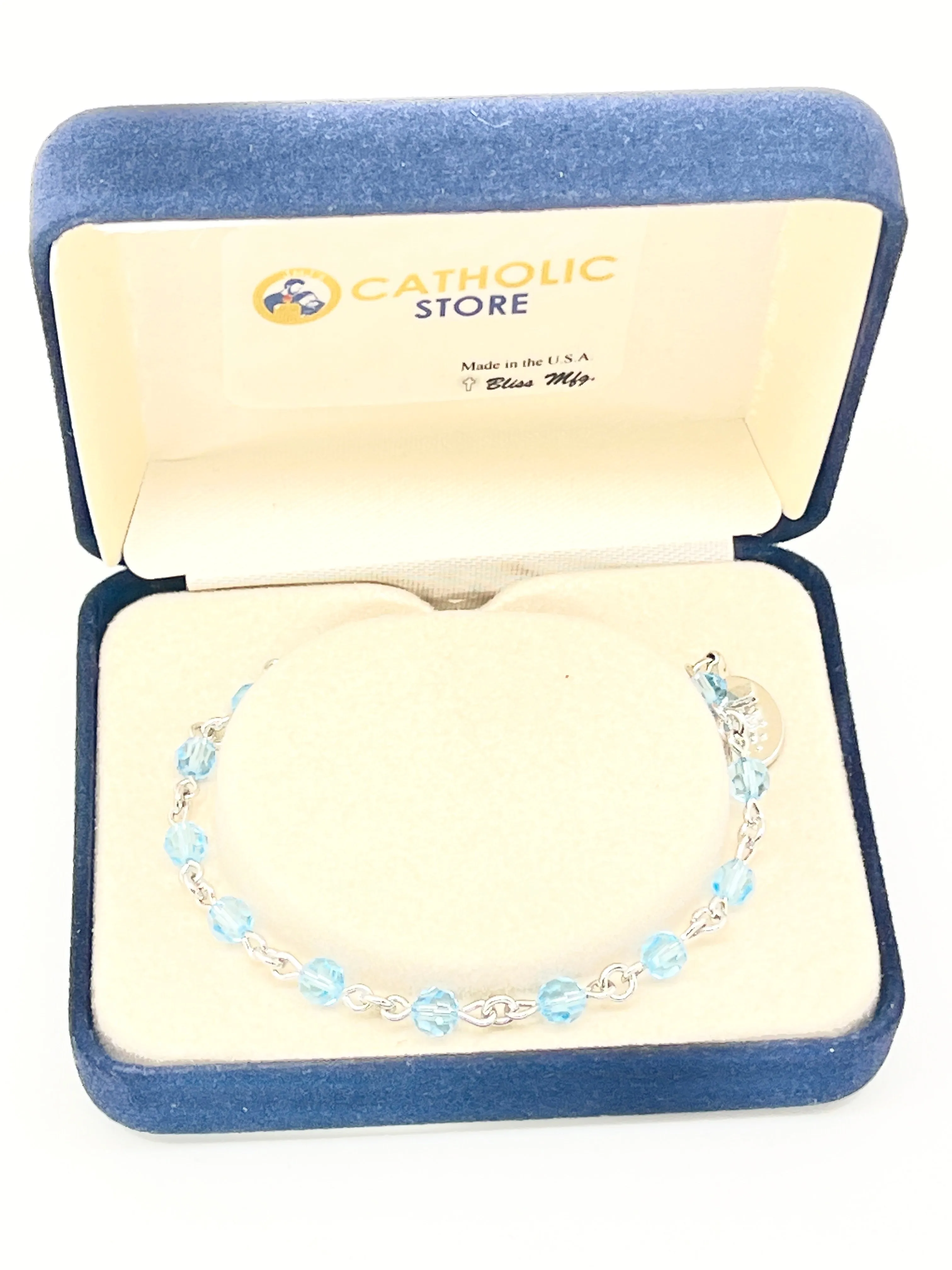 Aqua Crystal Rosary Bracelet 5MM
