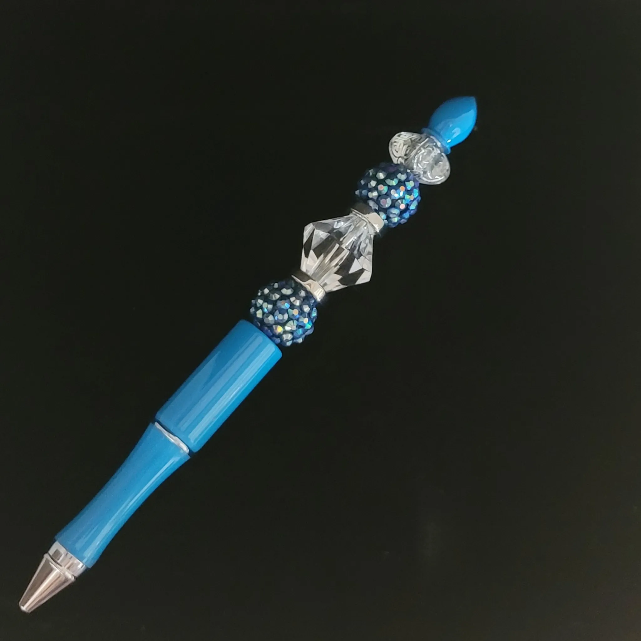 Aria - Crystal, Silver & Teal Blue Jeweled Ink Pen