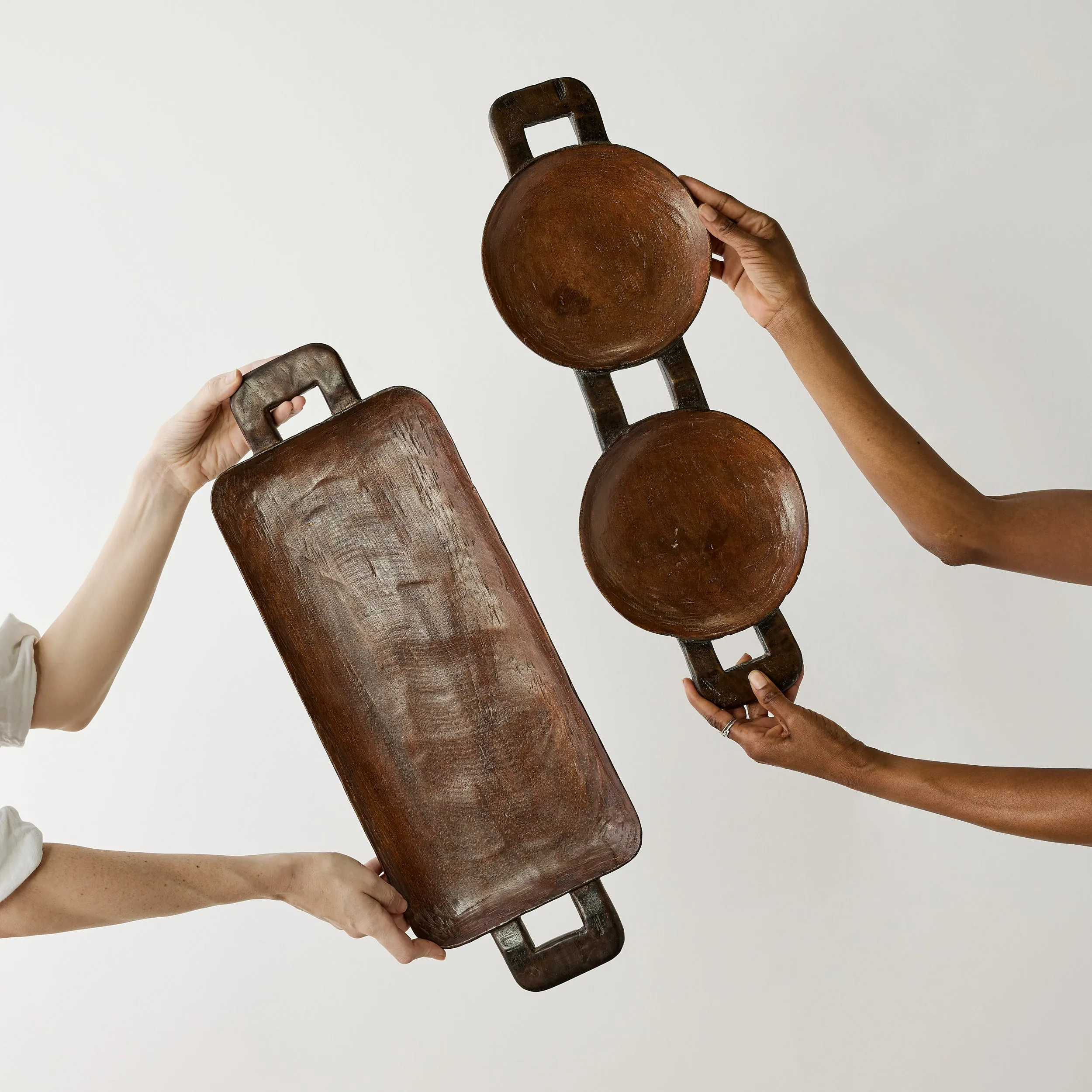 Bamenda Duo Circular Wooden Serving Tray