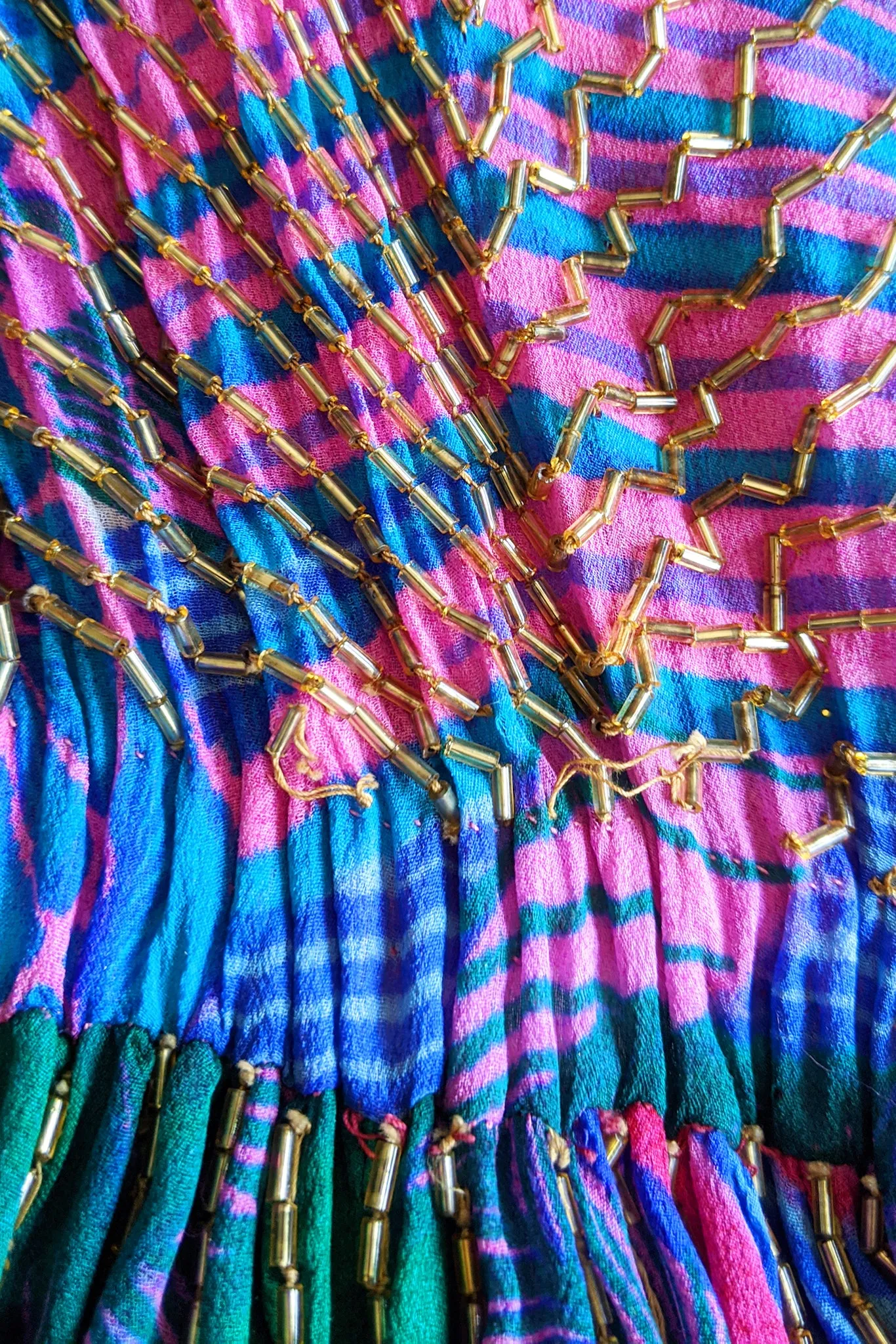 Beaded Palm Print Dress