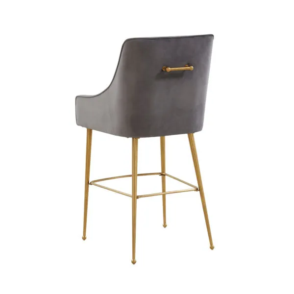 BEATRIX DARK GREY VELVET COUNTER STOOL-GOLD LEGS