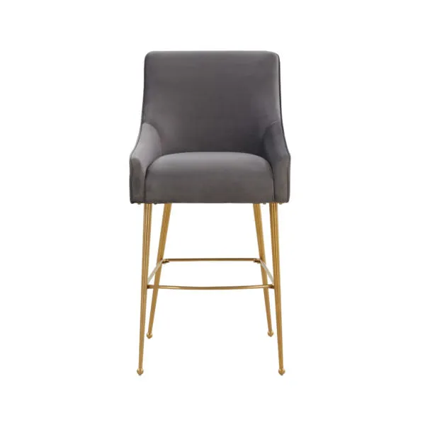BEATRIX DARK GREY VELVET COUNTER STOOL-GOLD LEGS
