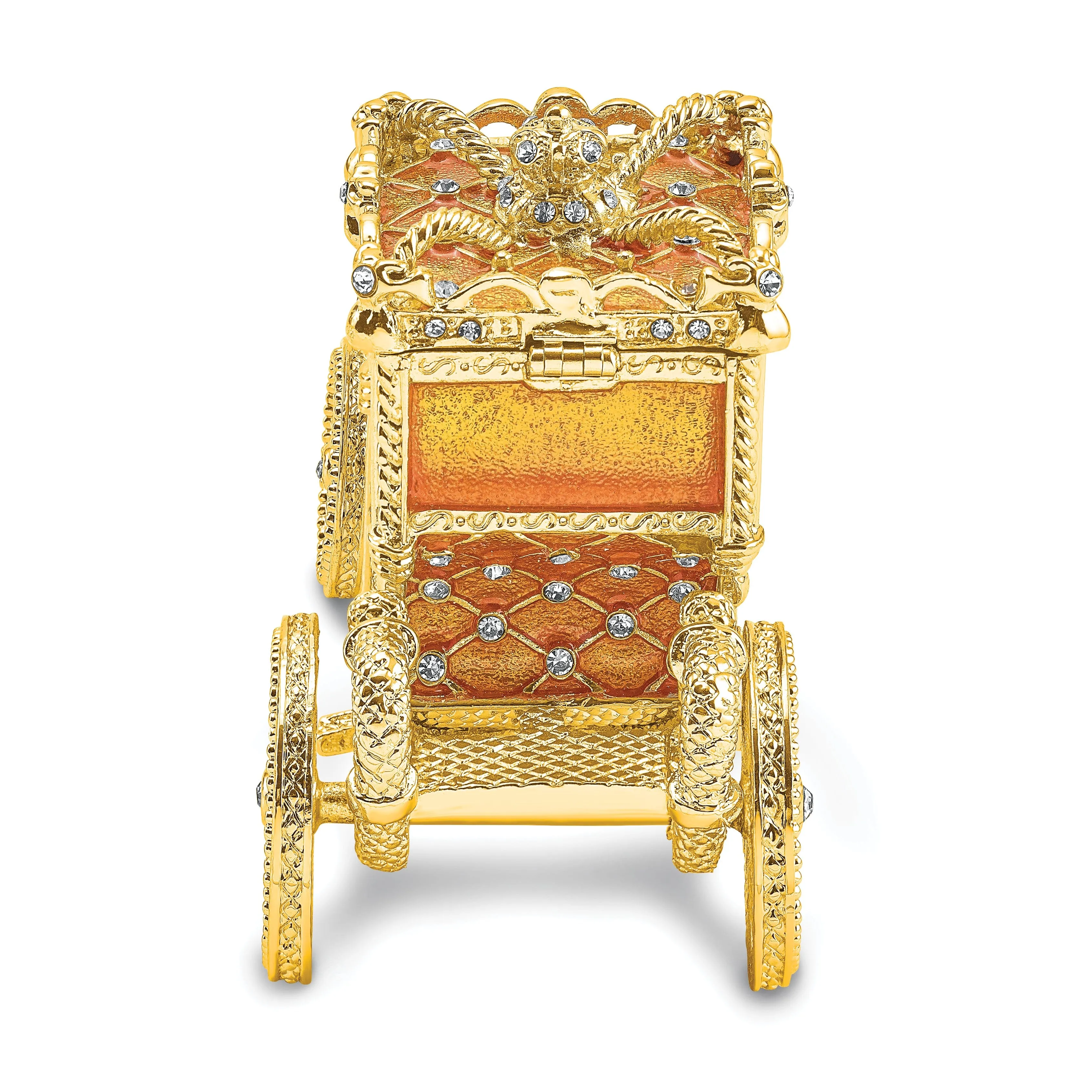 Bejewel Pewter Multi Color Finish IMPERIAL Golden Carriage Trinket Box