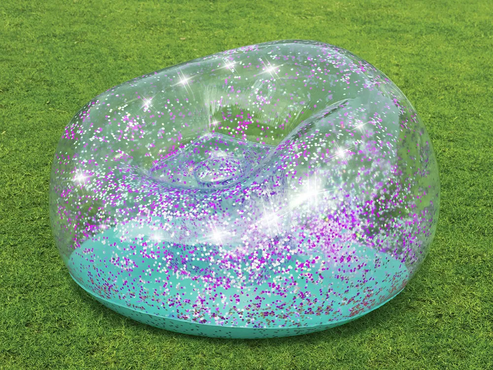 Bestway 45" X 44" X 26"/1.14M X 1.12M X 66CM Glitter Dream Inflate-A-Chair Air Chair (1 chair, repair patch)