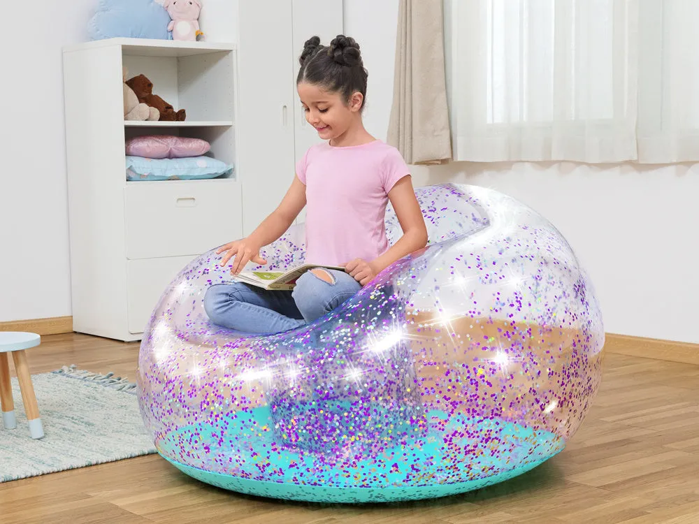 Bestway 45" X 44" X 26"/1.14M X 1.12M X 66CM Glitter Dream Inflate-A-Chair Air Chair (1 chair, repair patch)